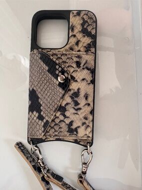 Bandolier iPhone 13 Pro Crossbody Case & Wallet – Snakeskin Print